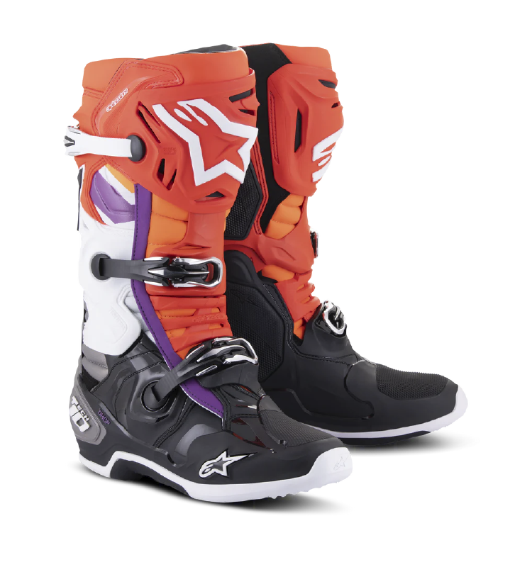 Bota Alpinestars T10 Negro/Rojo/Naranja/Blanco