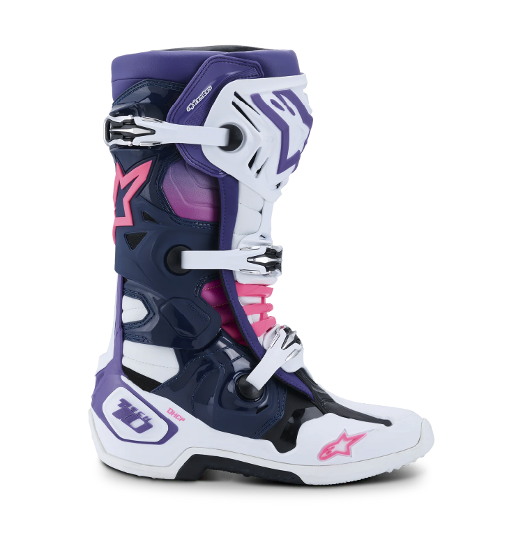 Bota Alpinestars TECH 10 Blanco/VLT/Azul Marino/Rosado FLUO - Image 2