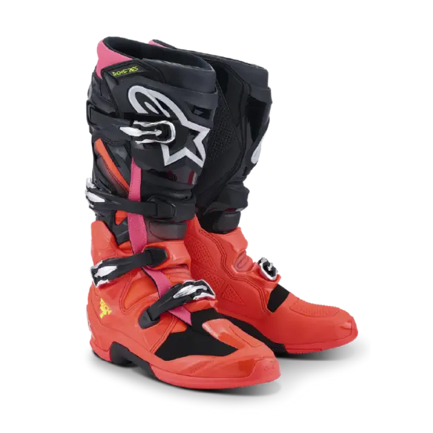 Bota Alpinestars TECH 7 Negro/Rojo FLUO/Rosado FLUO