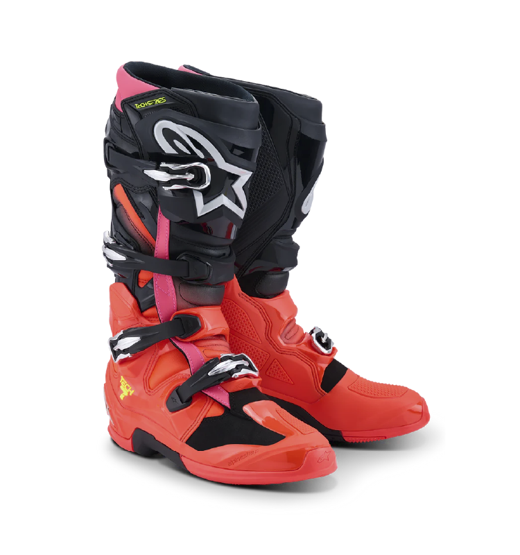 Bota Alpinestars TECH 7 Negro/Rojo FLUO/Rosado FLUO