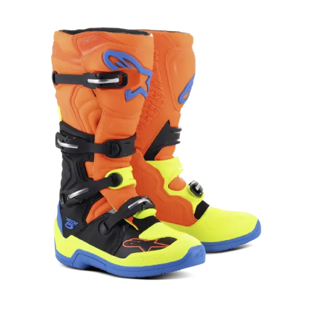 Bota Alpinestars T5 Naranja FL/Azul/Amarillo FL