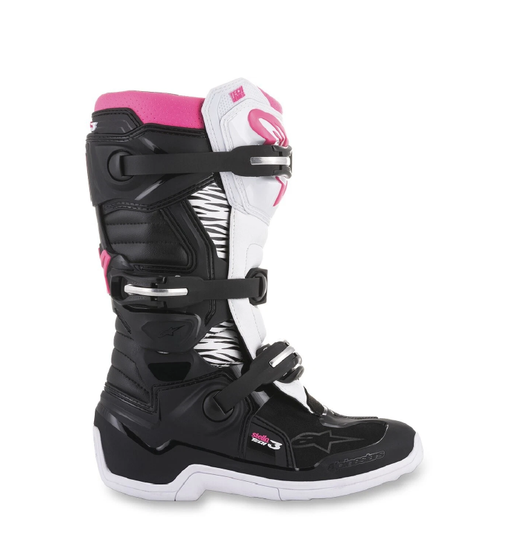 Bota Alpinestars 4W TECH 3 Negro/Blanco/Rosado - Image 2