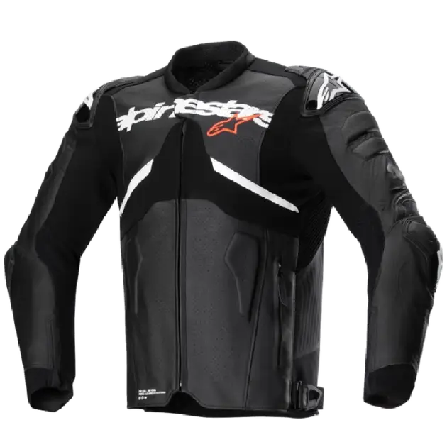 Chaqueta Alpinestars ATEM V5 de Cuero Negro/Blanco