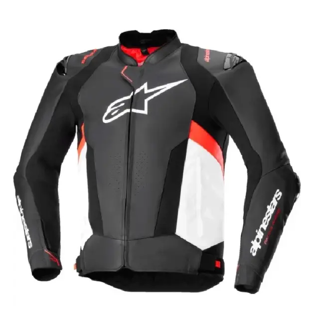 Chaqueta Alpinestars MISSILE V3 de Cuero Negro/Blanco/Rojo