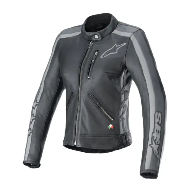 Chaqueta Alpinestars STELLA DYNO de Cuero Negro/Gris (Mujer)