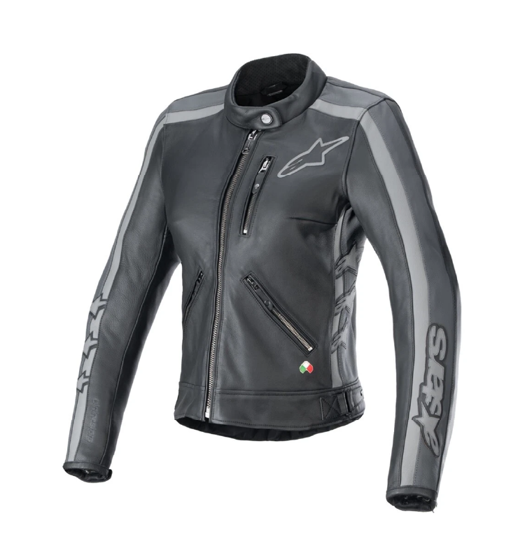 Chaqueta Alpinestars STELLA DYNO de Cuero Negro/Gris (Mujer)