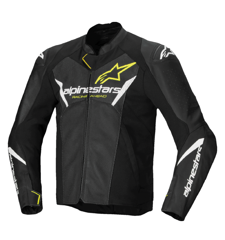 Chaqueta Alpinestars FSTR V3 AIRFLW de Cuero Negro/Blanco/YW