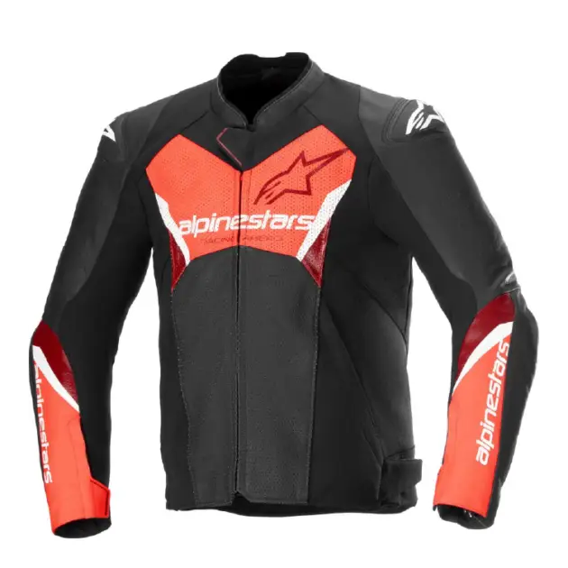 Chaqueta Alpinestars FASTER V3 AIRFLOW de Cuero Negro/Rojo