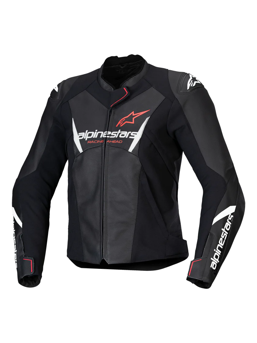 Chaqueta Alpinestars STELLA FSTR V3 de Cuero Negro/Blanco/CRL (Mujer)