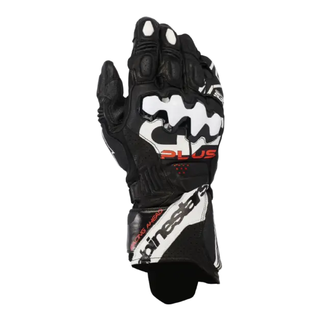 Guante Alpinestars GP+ Rojo V3 de Cuero Negro/Blanco