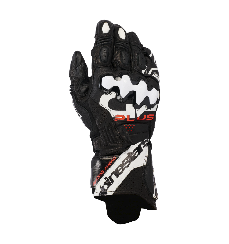 Guante Alpinestars GP+ Rojo V3 de Cuero Negro/Blanco
