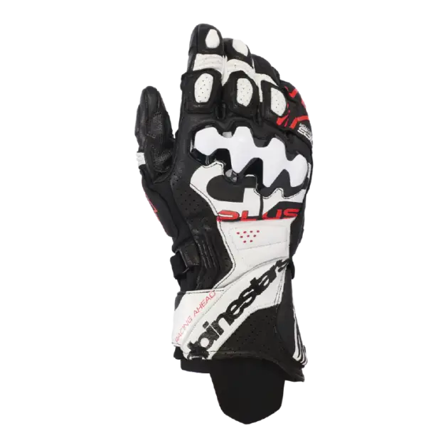 Guante Alpinestars GP+ Rojo V3 de Cuero Negro/Blanco/Rojo