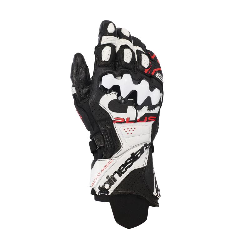 Guante Alpinestars GP+ Rojo V3 de Cuero Negro/Blanco/Rojo