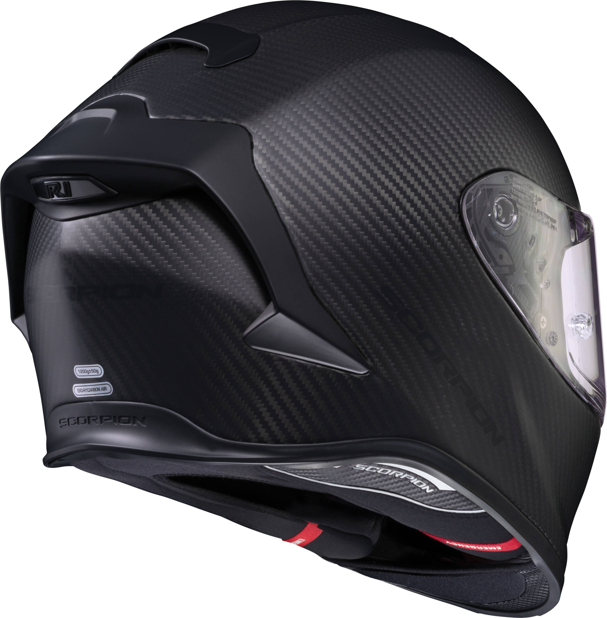 Scorpion EXO-R1 AIR FULL FACE Casco CARBON ONYX Brillante Negro