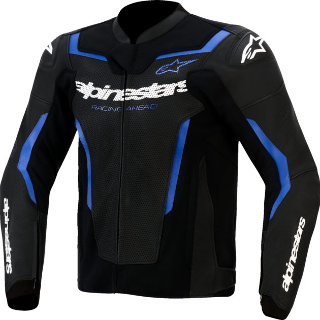 Chaqueta Alpinestars de Cuero GP FORCE V2 Negro/MET Azul